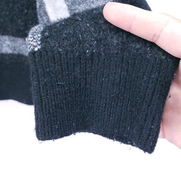 Banana Republic Sweater M Plaid Wool Blend Crewneck Black & White Preppy Y2K - Picture 9 of 16
